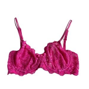 Simone Perele Reve Sheer Lace Full Cup Underwire Bra Size 30E Pink Mesh French